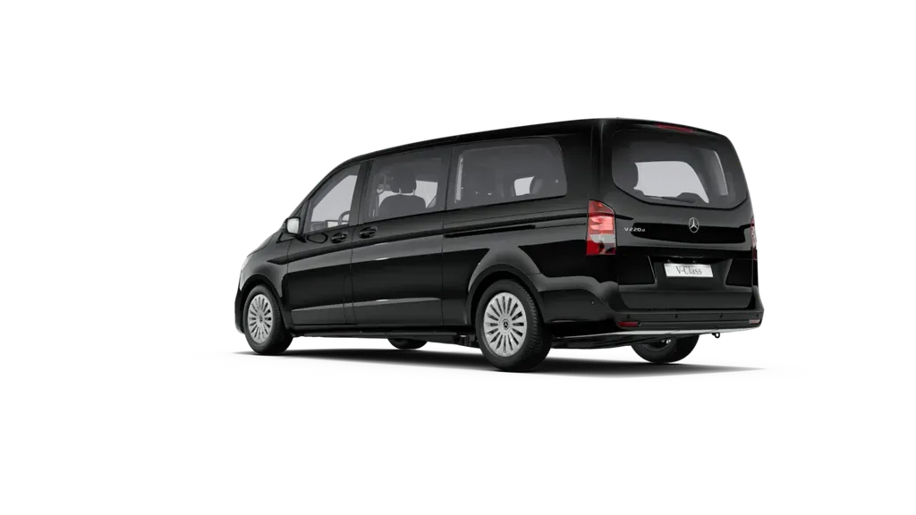 Van Mercedes Classe V avec chauffeur privé, trois-quarts arrière