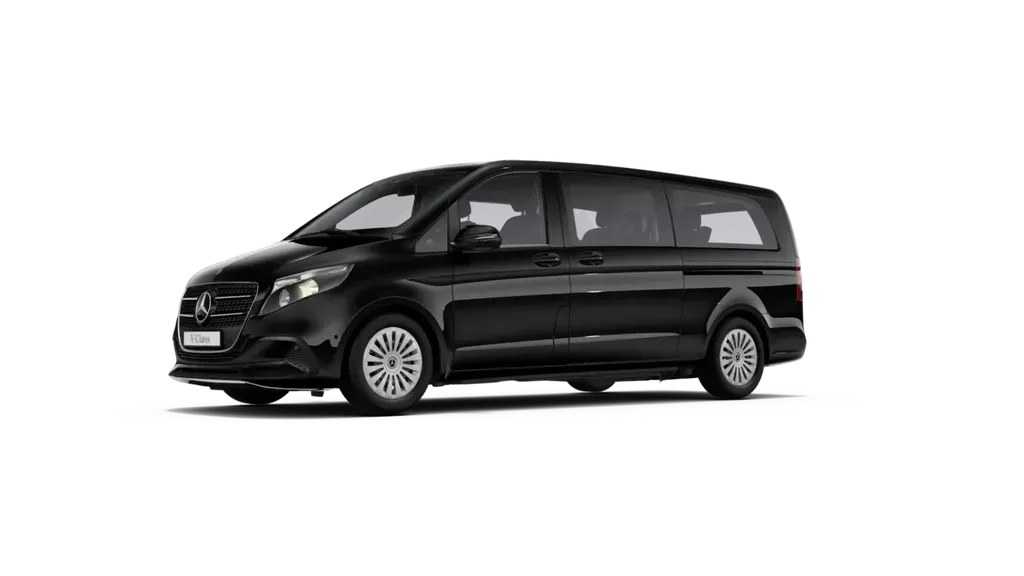 Van Mercedes Classe V noir avec chauffeur, trois-quarts avant