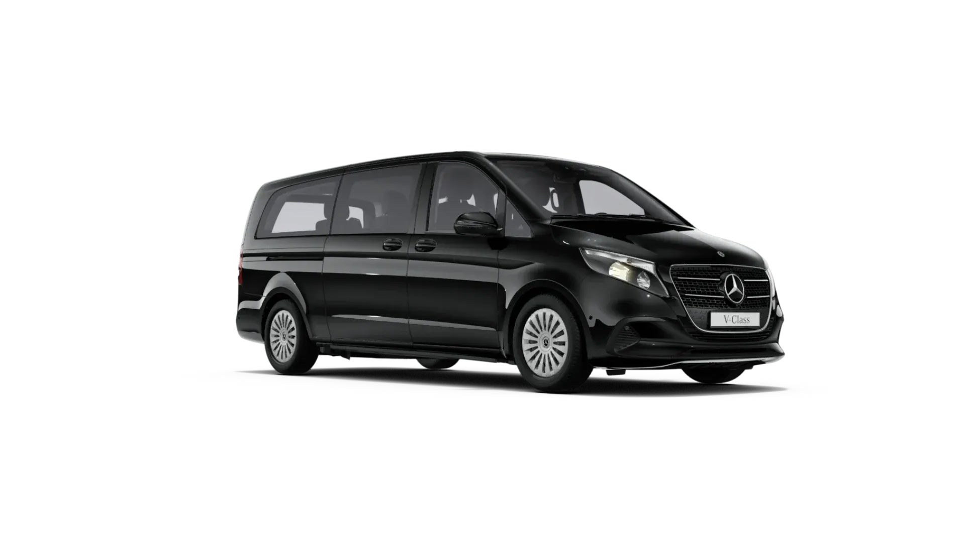 Mercedes V-Class VIP van with chauffeur, for a team with garment bags